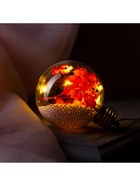 Ёлочный шар «Красные лепестки», d=8 см, 5 LED, от батареек, свечение тёплое белое - Фото 4