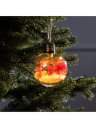 Ёлочный шар «Красные лепестки», d=8 см, 5 LED, от батареек, свечение тёплое белое - Фото 6
