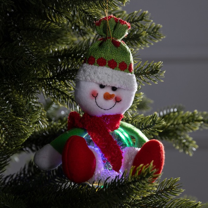 Ёлочная игрушка «Снеговичок», 10×22×14 см, 5 LED, от батареек, свечение мульти - Фото 1