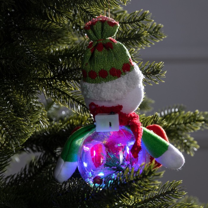 Ёлочная игрушка «Снеговичок», от батареек, свечение мульти - фото 1909333622