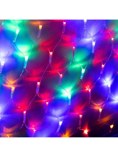 Гирлянда «Сеть-ёлка» 1×1 м, IP20, тёмная нить, 90 LED, свечение мульти, 8 режимов, 220 В