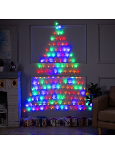 Гирлянда «Сеть-ёлка» 2×2 м, IP20, тёмная нить, 152 LED, свечение мульти, 8 режимов, 220 В