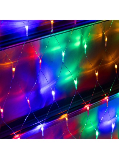 Гирлянда «Сеть-ёлка» 2×2 м, IP20, тёмная нить, 152 LED, свечение мульти, 8 режимов, 220 В