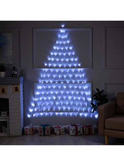 Гирлянда «Сеть-ёлка» 2×2 м, IP20, тёмная нить, 152 LED, свечение белое, 8 режимов, 220 В