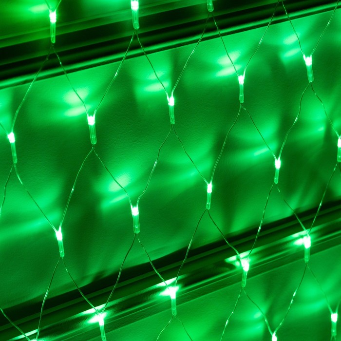 Гирлянда «Сеть-ёлка» 2 × 2 м, IP20, тёмная нить, 152 LED, свечение зелёное, 8 режимов, 220 В - фото 1907871246