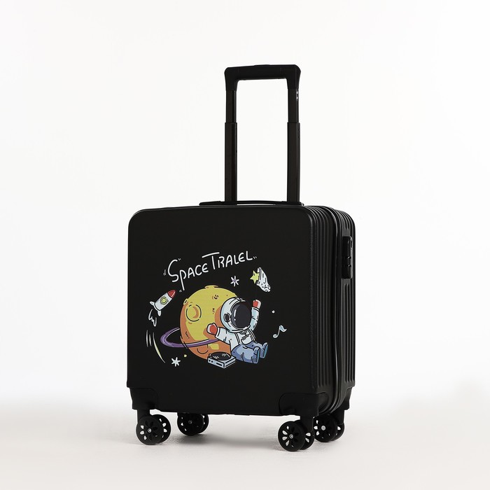 Чемодан детский 31 л (S), отдел на молнии, 4 колеса, цвет чёрный - Фото 1