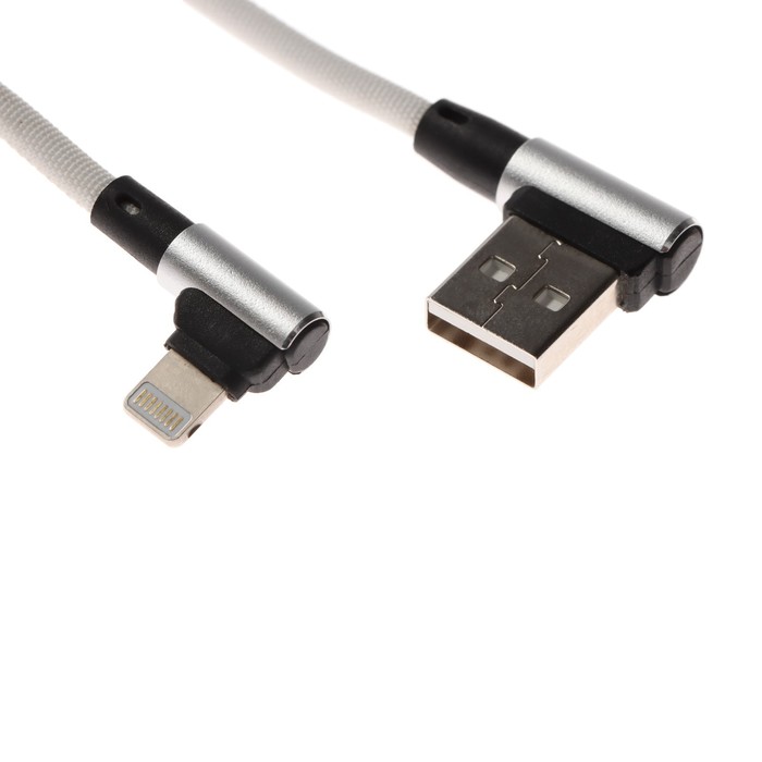 Кабель Blast BMC-217, Lightning - USB, нейлоновая оплетка, L-образный, 1.0 м, серебристый - фото 51474573