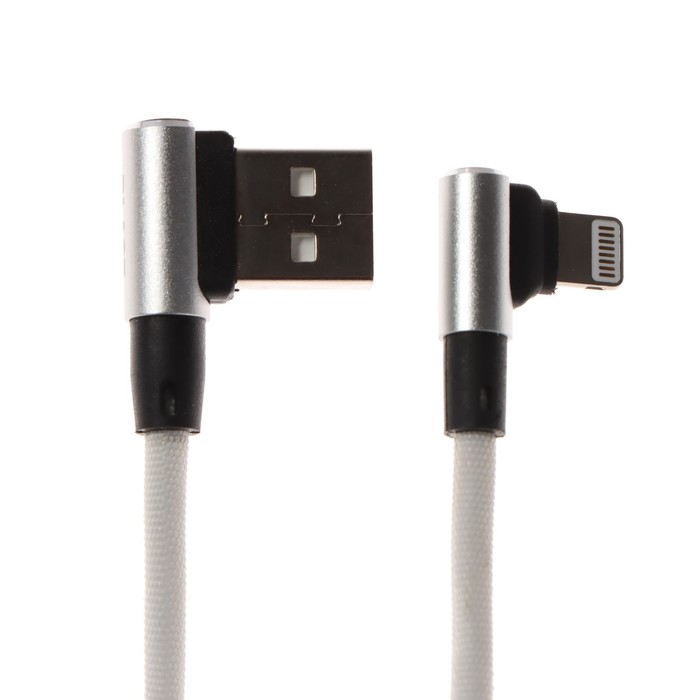 Кабель Blast BMC-217, Lightning - USB, нейлоновая оплетка, L-образный, 1.0 м, серебристый - фото 51474574