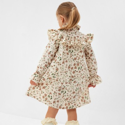 Платье для девочки MINAKU: Cotton collection с воротником, бежевое, рост 86-92 см