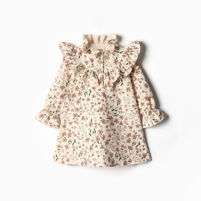 Платье для девочки MINAKU: Cotton collection с воротником, бежевое, рост 92-98 см