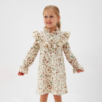 Платье для девочки MINAKU: Cotton collection, бежевое, рост 104 см