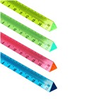 Линейка 15 см Стамм, пластиковая, трехгранная, прозрачная,неоновые цвета, европодвес, микс - Фото 3