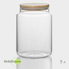 Банка стеклянная для сыпучих продуктов с бамбуковой крышкой BellaTenero «Эко», 3 л, 14,5×21 см - фото 4398359