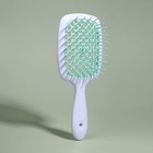 Расчёска массажная, широкая, вентилируемая, 8.5×20.5 см, PVC коробка, цвет белый/бирюзовый - Фото 5