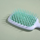 Расчёска массажная, широкая, вентилируемая, 8.5×20.5 см, PVC коробка, цвет белый/бирюзовый - Фото 6