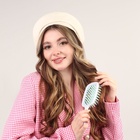 Расчёска массажная, широкая, вентилируемая, 8.5×20.5 см, PVC коробка, цвет белый/бирюзовый - Фото 10