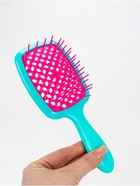 Расчёска массажная, широкая, вентилируемая, 8.5×20.5±1 см, бирюзовая, розовая - Фото 4