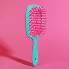 Расчёска массажная, широкая, вентилируемая, 8.5×20.5 см, PVC коробка, цвет бирюзовый/розовый - Фото 5
