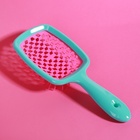 Расчёска массажная, широкая, вентилируемая, 8.5×20.5 см, PVC коробка, цвет бирюзовый/розовый - Фото 7