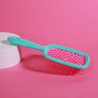 Расчёска массажная, широкая, вентилируемая, 8.5×20.5 см, PVC коробка, цвет бирюзовый/розовый - Фото 8