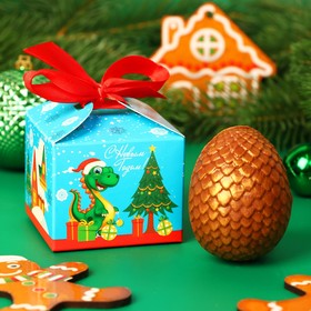 Фигурный шоколад "Бомбочка с маршмеллоу "Уютного Нового года", яйцо дракона, 35 г ± 10 %