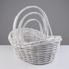 Набор корзин, 3 шт, 53х37х23х16 H46 см, 44х29х20х13 H38 см, 35х20х17х10 H30 см, белый, лоза 10060535