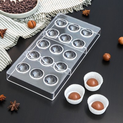 УЦЕНКА Форма для шоколада и конфет KONFINETTA «Полусфера», 28×14 см, 15 ячеек, цвет прозрачный