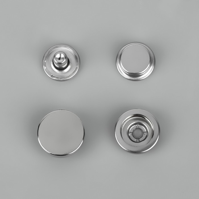 Кнопка установочная, Дельта, из нержавеющей стали, d = 15 мм, 10 шт, цвет серебряный