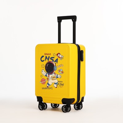 Чемодан детский 32 л (S), отдел на молнии, 4 колеса, жёлтый