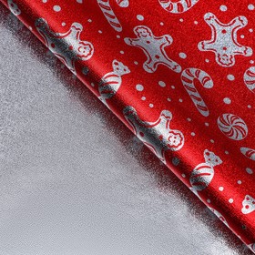 Плёнка упаковочная фольгированная "Снеговик", 70 × 50 см, красный