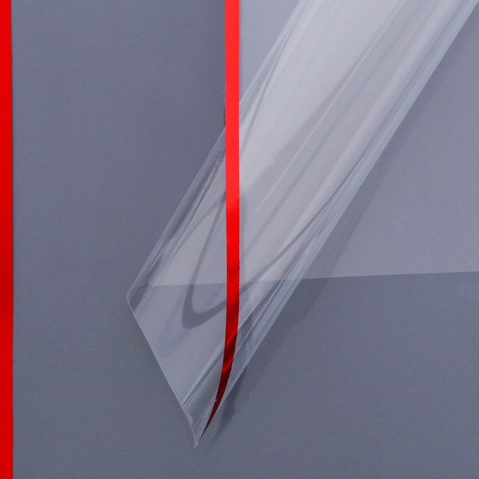 Пленка для цветов с тиснением, 50×57 см, кант красный - Фото 1