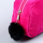 Пенал школьный мягкий «Котик», 20 × 10 см, бархатный, розовый - Фото 5