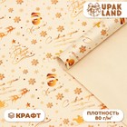 Бумага упаковочная новогодняя крафт белый «Золото НГ», 50×70 см - Фото 1