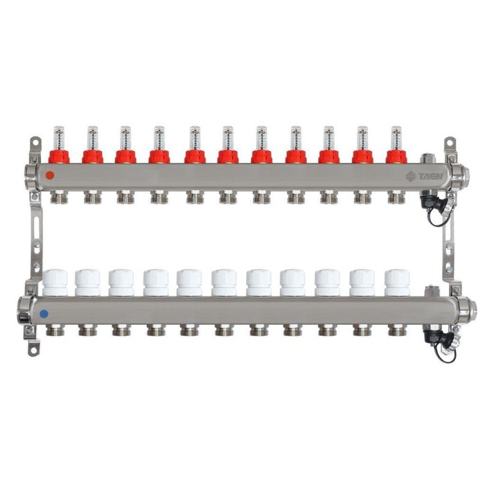 Коллекторная группа TAEN UC-11, 1"х3/4", 11 выходов, с расходомерами, регулировочный клапан - Фото 1