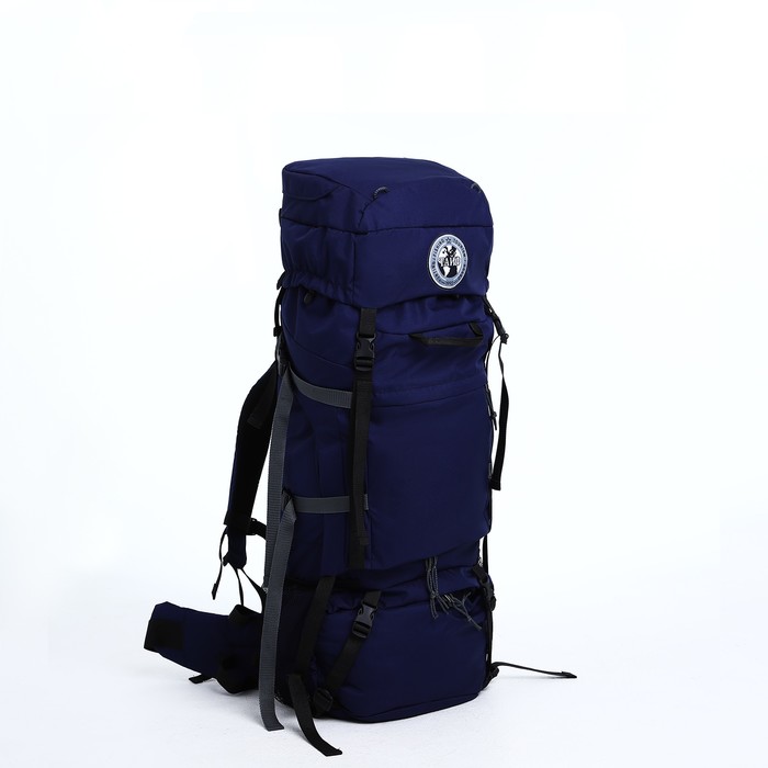 Рюкзак туристический, 100 л, отдел на шнурке, 2 наружных кармана, цвет синий - Фото 1