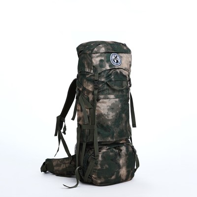 Рюкзак туристический, Taif, 80 л, отдел на шнурке, 2 наружных кармана, цвет зелёный/камуфляж