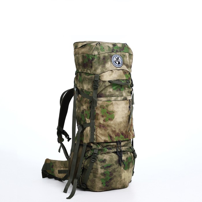 Рюкзак туристический, 100 л, отдел на шнурке, 2 наружных кармана, цвет зелёный/камуфляж - Фото 1