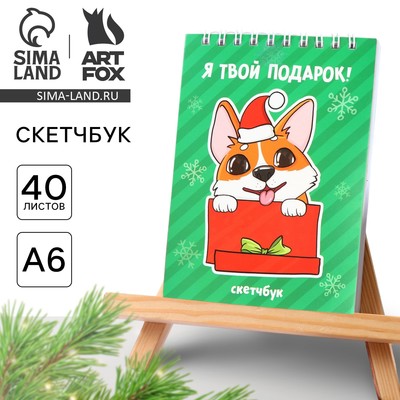 Скетчбук А6, 40 листов, в мягкой обложке, на гребне, 100 г/м² «Корги»
