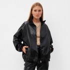 Бомбер (жакет) женский MINAKU: Eco leather цвет черный, р-р 42 - фото 320329322