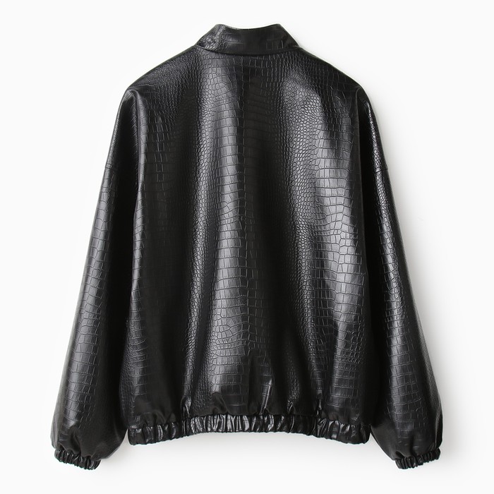 Бомбер (жакет) женский MINAKU: Eco leather цвет черный, р-р 44