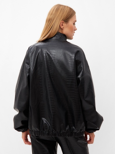 Жакет женский демисезонный MINAKU: Eco leather, чёрный, размер 46