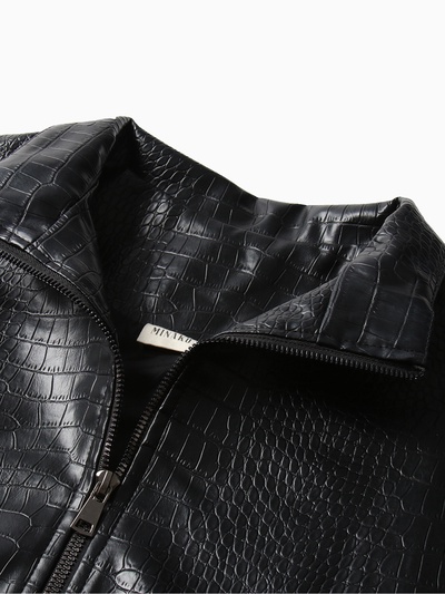 Жакет женский демисезонный MINAKU: Eco leather, чёрный, размер 46