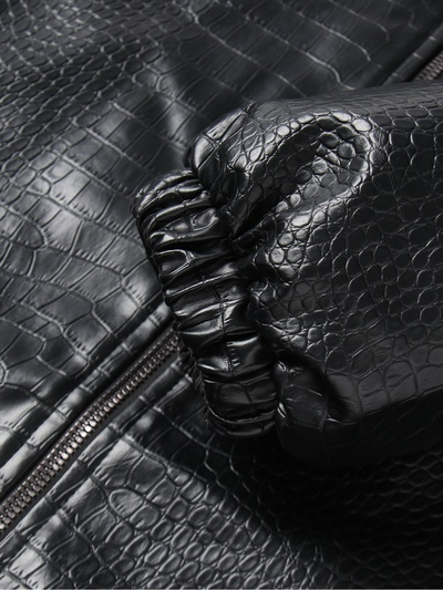 Жакет женский демисезонный MINAKU: Eco leather, чёрный, размер 48