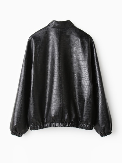 Жакет женский демисезонный MINAKU: Eco leather, чёрный, размер 48