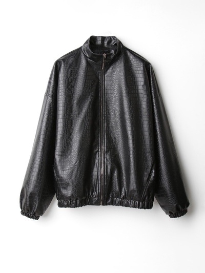 Жакет женский демисезонный MINAKU: Eco leather, чёрный, размер 48