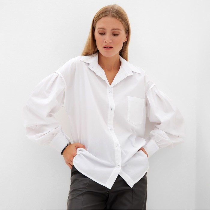 Блузка женская  MINAKU: Casual collection цвет белый, р-р 44 - Фото 1