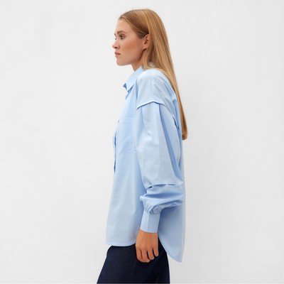 Рубашка женская с объемными рукавами MINAKU: Casual Collection, размер 48, голубая