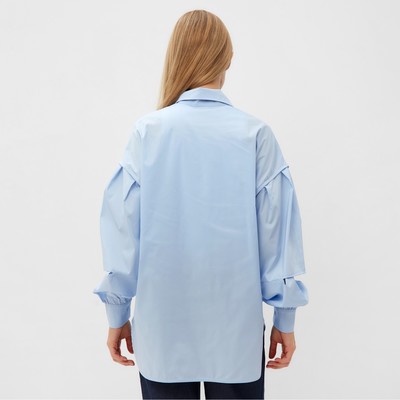 Рубашка женская с объемными рукавами MINAKU: Casual Collection, размер 48, голубая