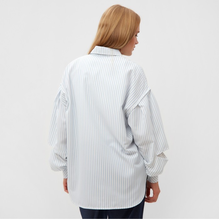 Блузка женская в полоску MINAKU: Casual collection цвет белый, р-р 44
