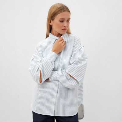 Рубашка женская в полоску MINAKU: Casual Collection, размер 48, белая